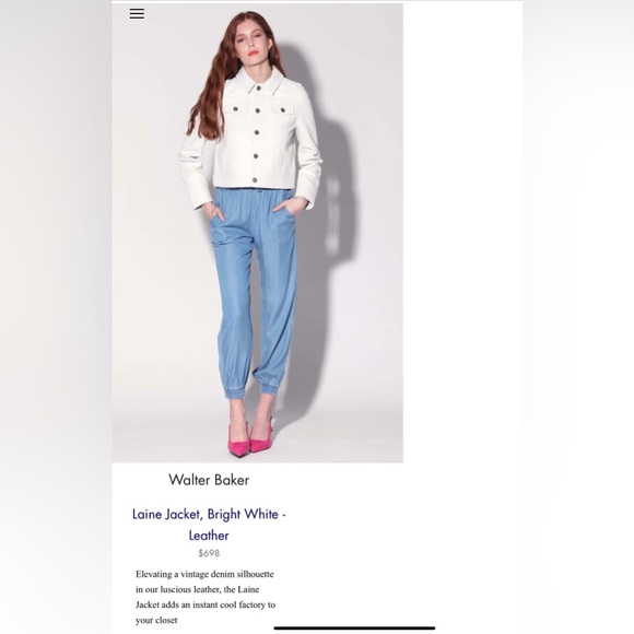 Walter Baker Pants - Walter Baker Laine White Leather Jacket